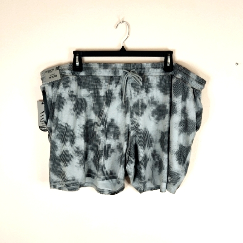 Solaris Men  Active Essential Shorts Stretch 4XB Gray Black print small dots.NWT